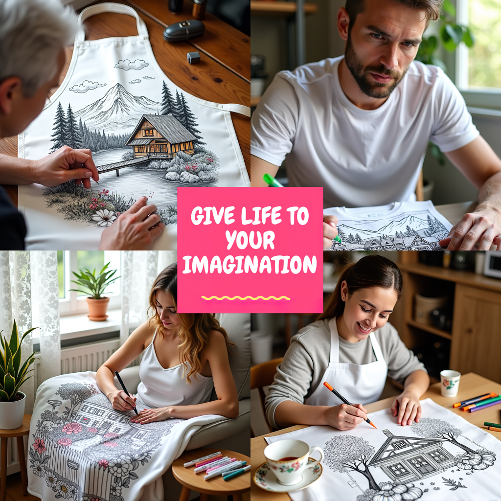 Adult Sweatshirt Coloring Kit with 10 Fabric Markers - Mountain Cabin