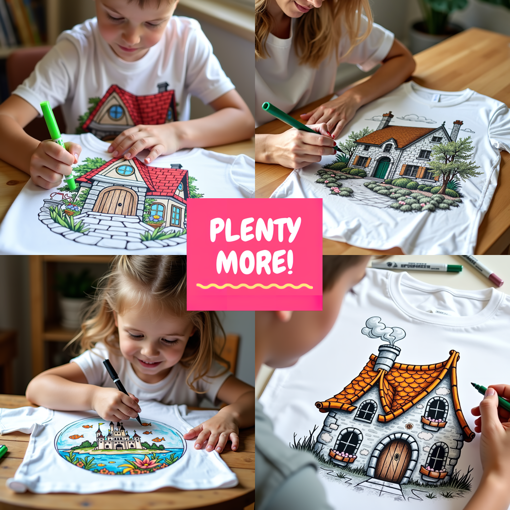 Kid's T-shirt Coloring Kit with 10 Fabric Markers - Mountain Cabin
