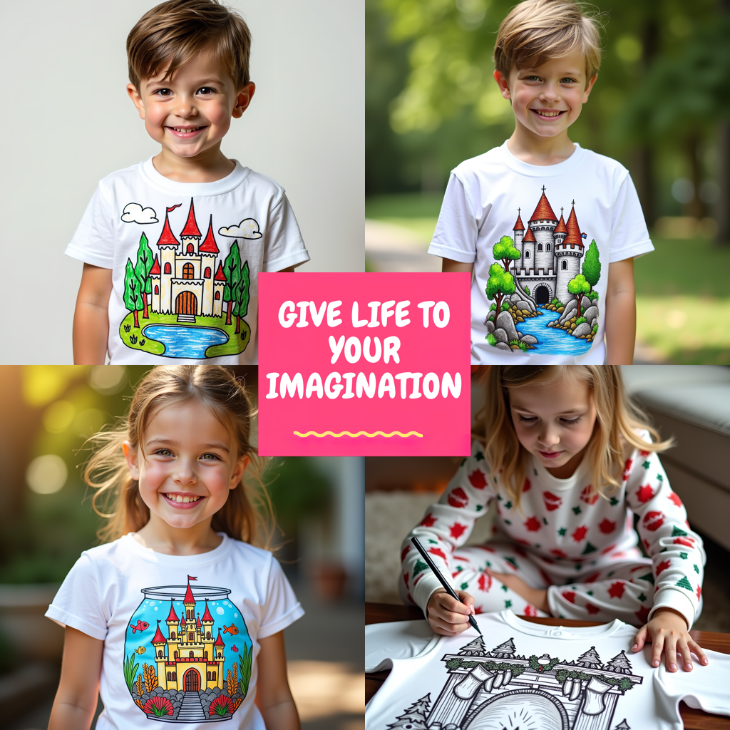 Kid's T-shirt Coloring Kit with 10 Fabric Markers - Fantasy Library