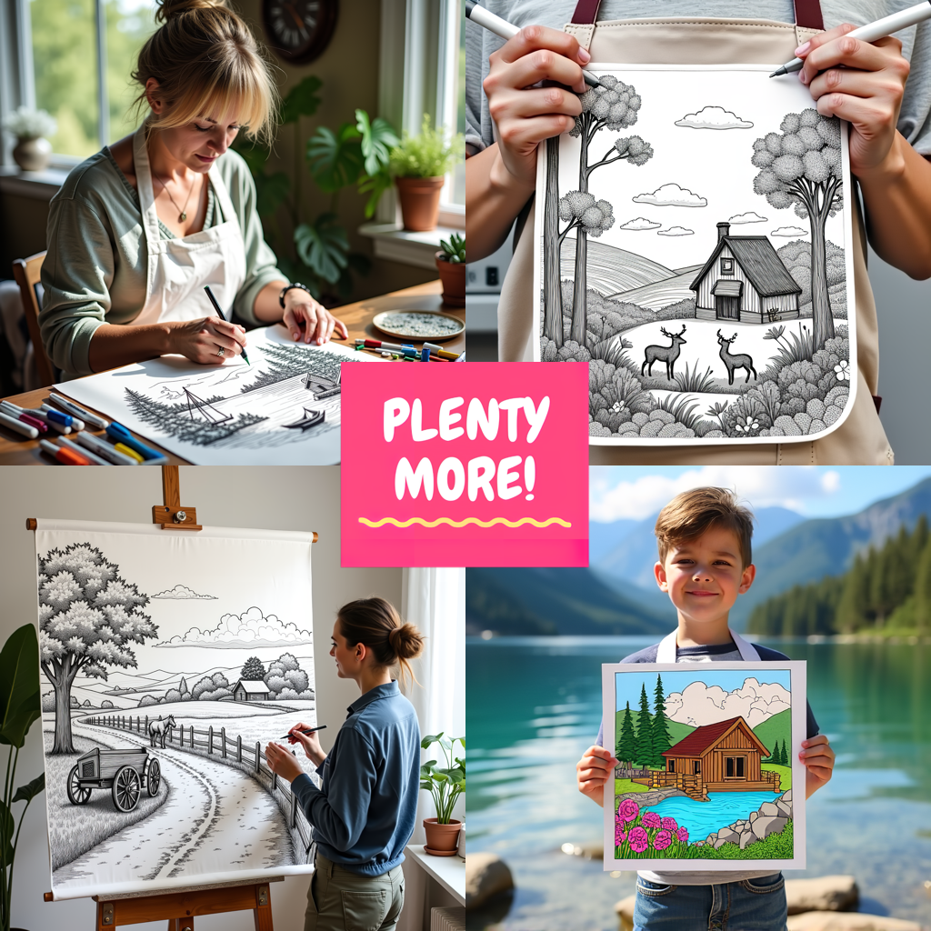 FREE Mountain Cabin Coloring Page - Printable Nature Scene Download