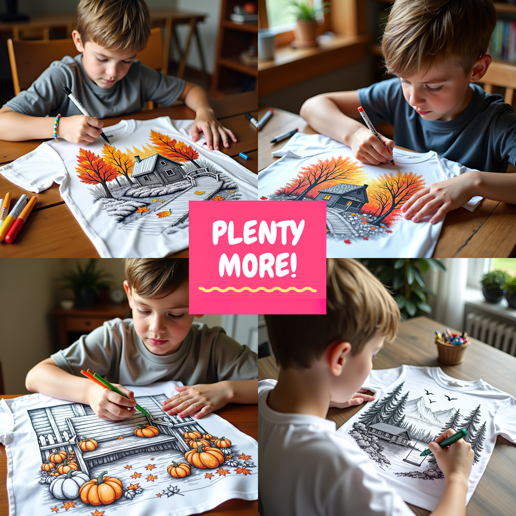 Kid's T-shirt Coloring Kit with 10 Fabric Markers - Mountain Village