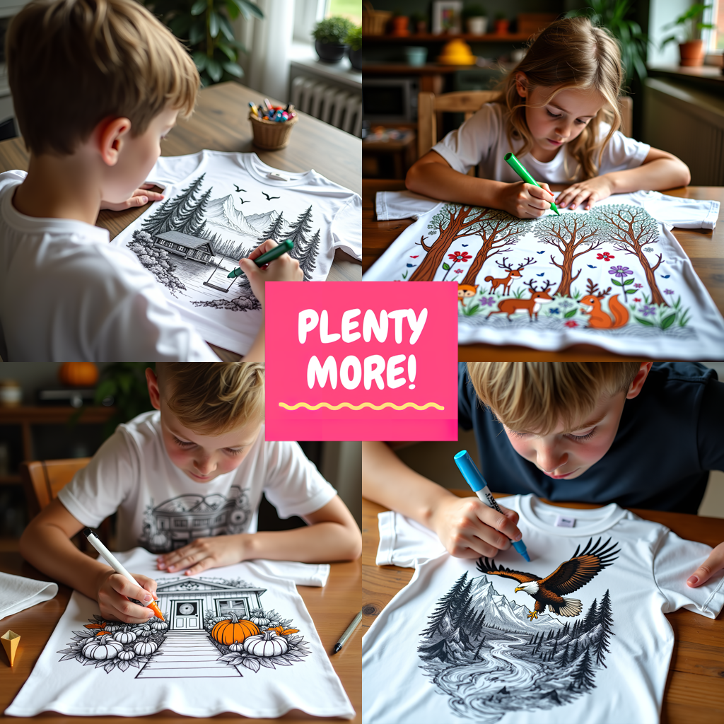 Kid's T-shirt Coloring Kit with 10 Fabric Markers - Mountain Village