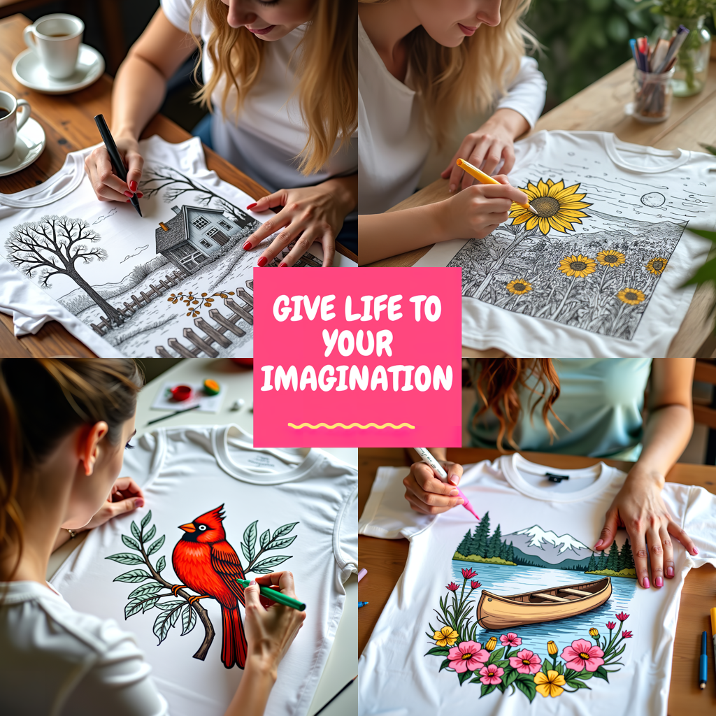 Adult Sweatshirt Coloring Kit with 10 Fabric Markers - Mountain Cabin