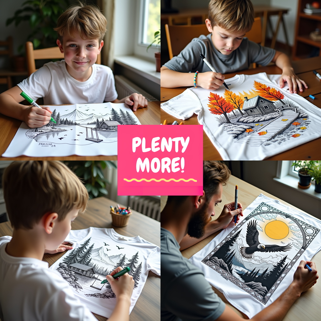 Adult Sweatshirt Coloring Kit with 10 Fabric Markers - Mountain Cabin