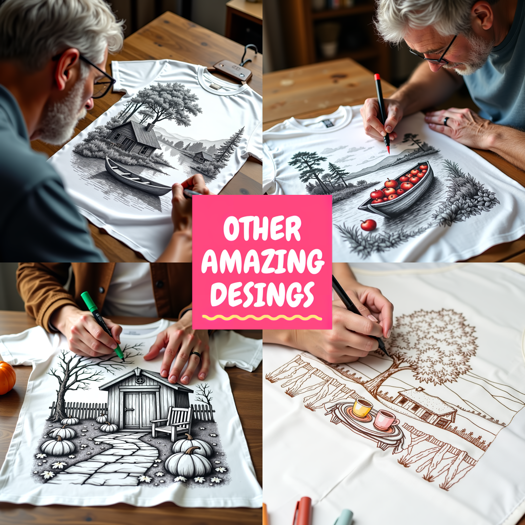 Unisex T-shirt Coloring Kit with 10 Fabric Markers - Mountain Cabin