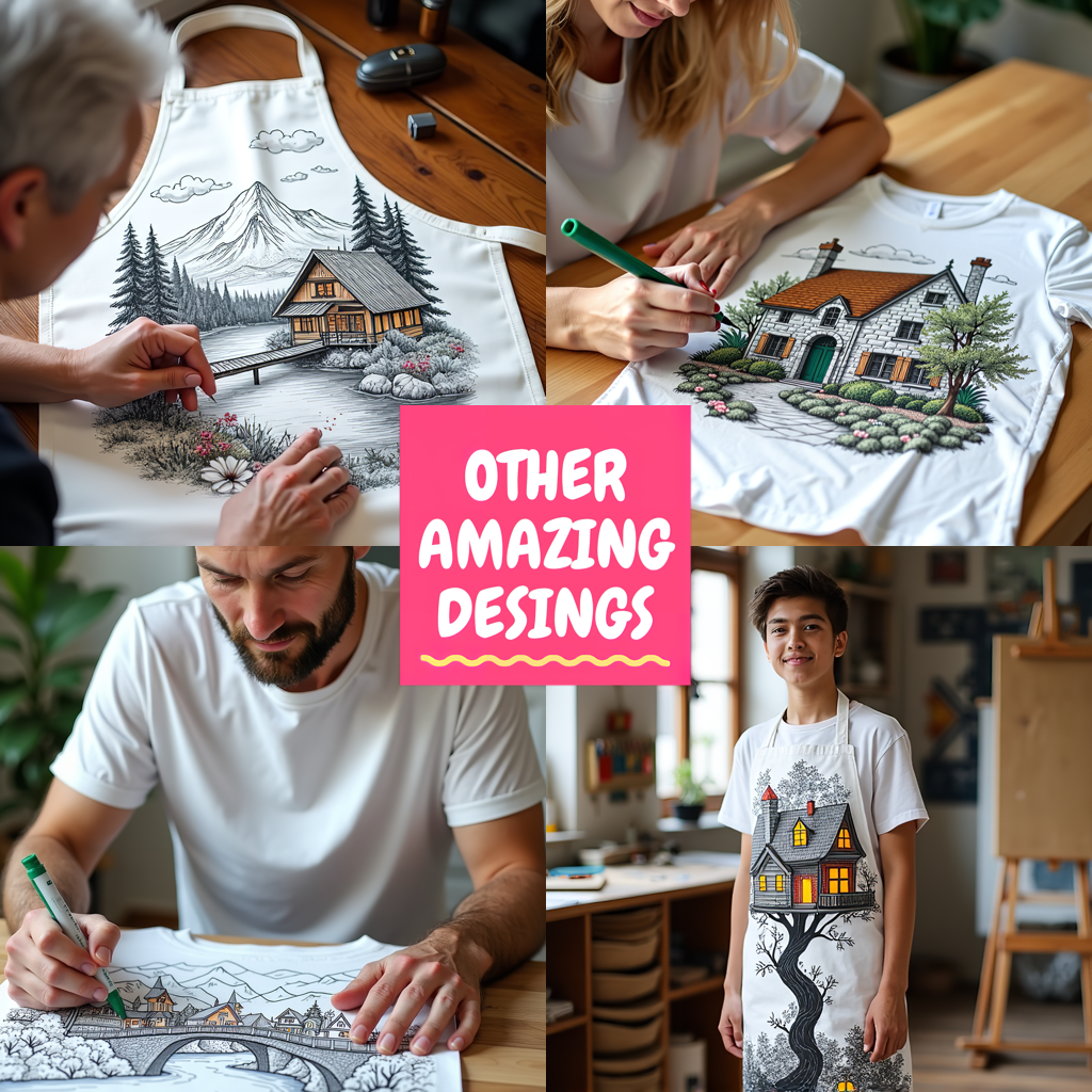 Unisex T-shirt Coloring Kit with 10 Fabric Markers - Mountain Retreat