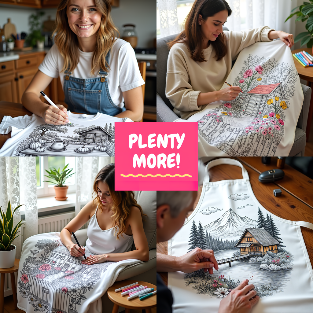 Women's T-shirt Coloring Kit with 10 Fabric Markers - Mountain Retreat