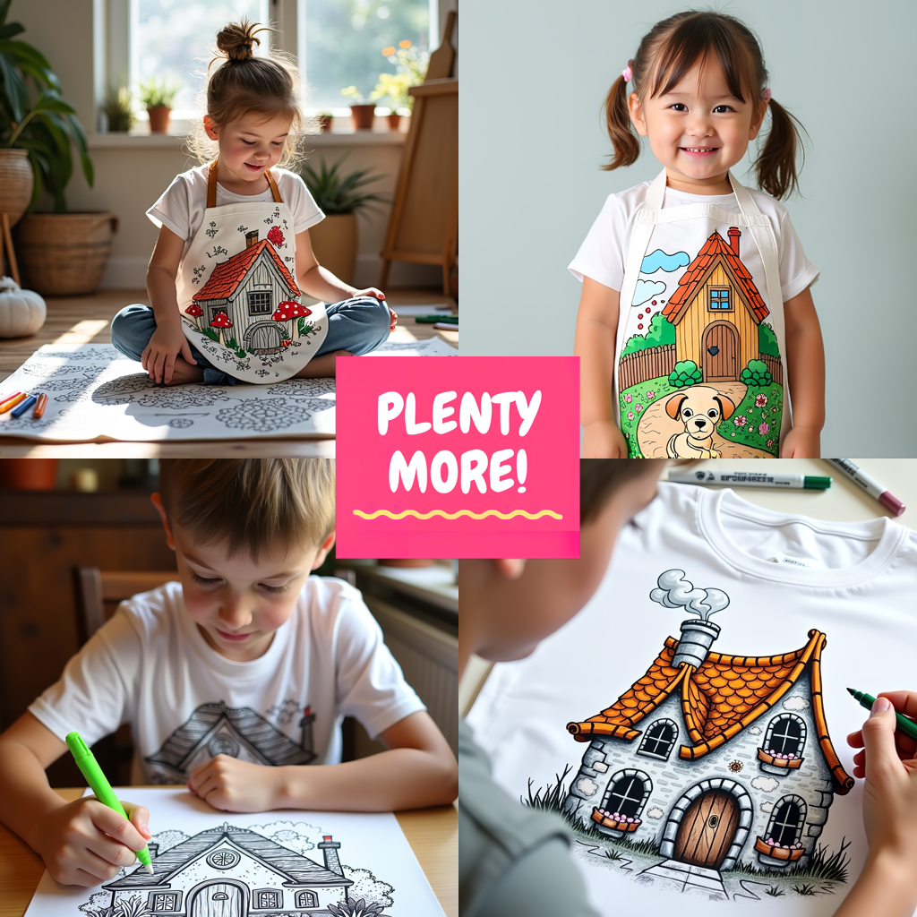 Kid's T-shirt Coloring Kit with 10 Fabric Markers - Treehouse