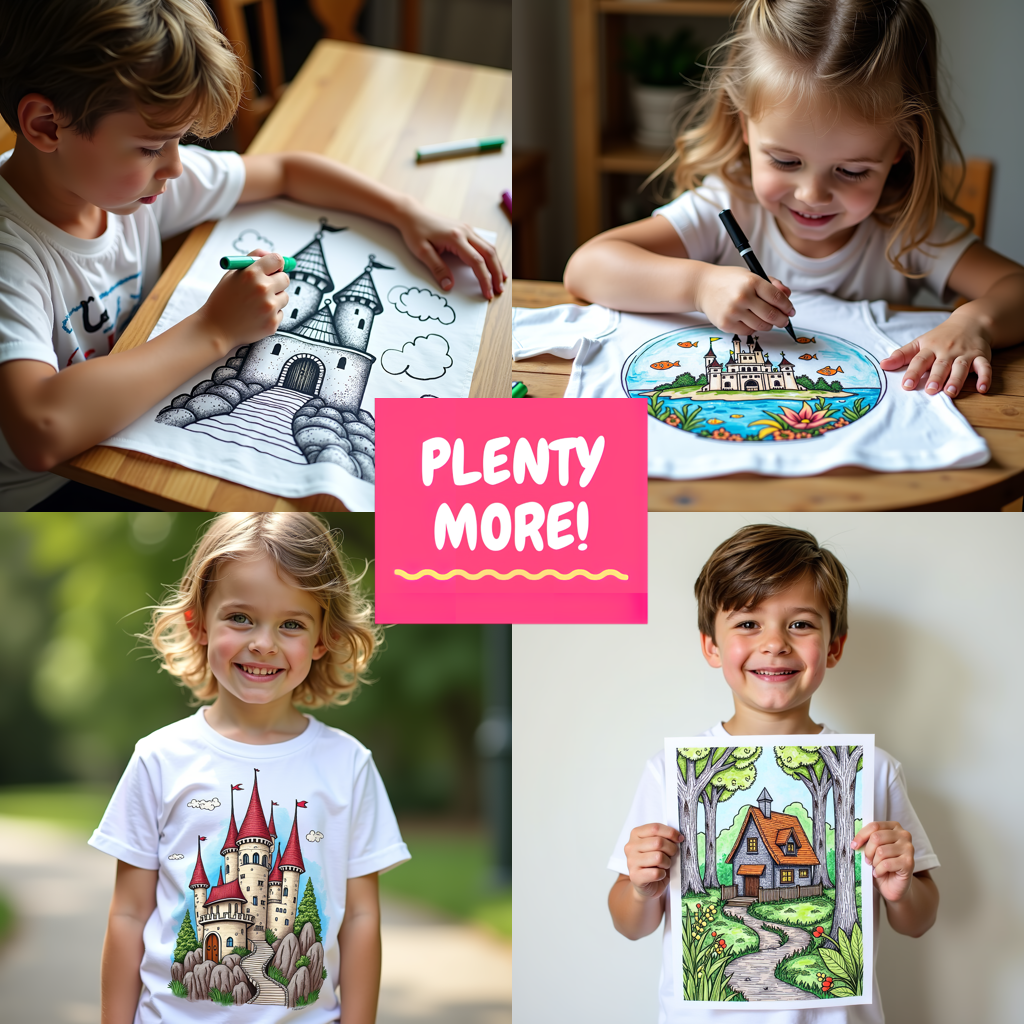 Kid's T-shirt Coloring Kit with 10 Fabric Markers - Library
