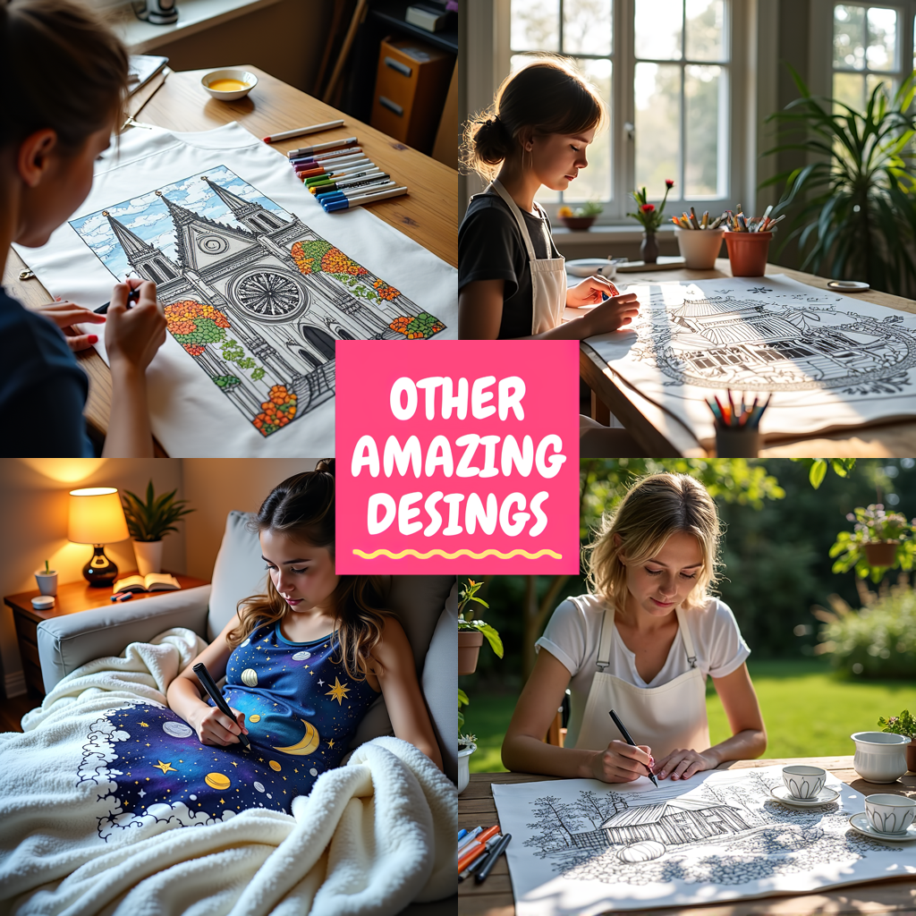 Women's T-shirt Coloring Kit with 10 Fabric Markers - Library
