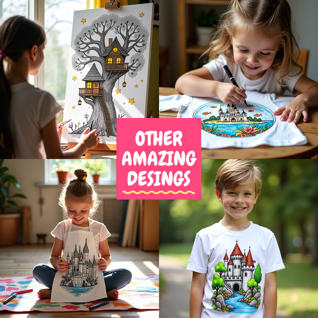 Kid's T-shirt Coloring Kit with 10 Fabric Markers - Library
