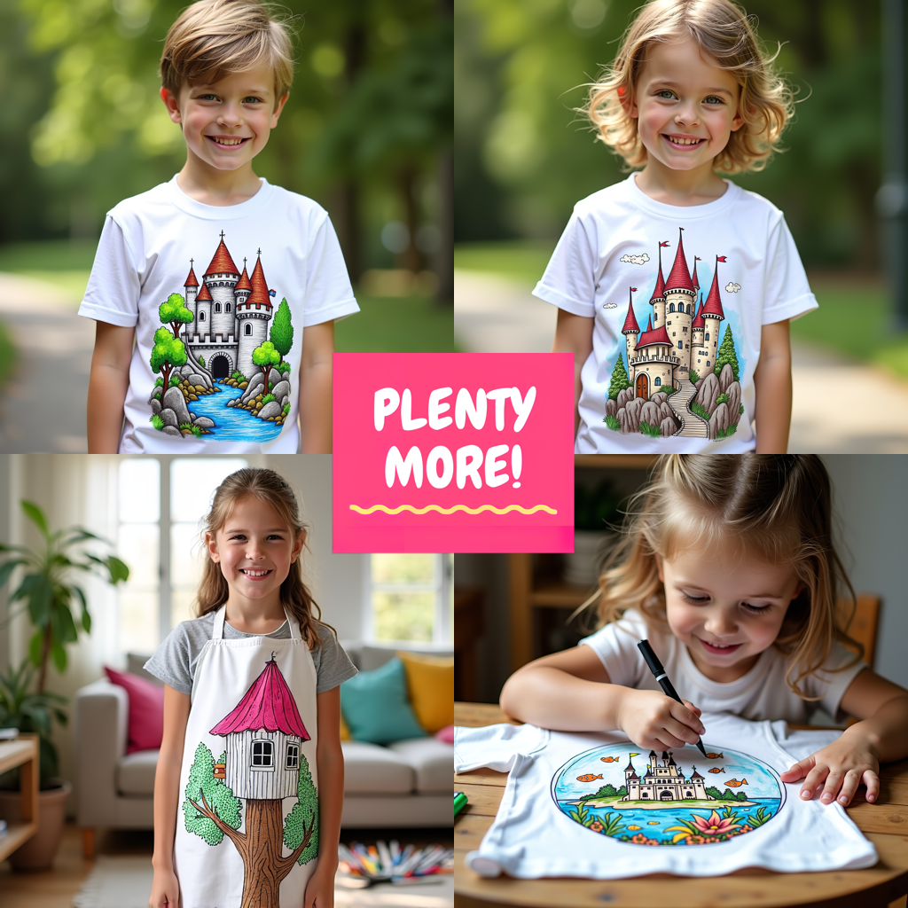 Kid's T-shirt Coloring Kit with 10 Fabric Markers - Fantasy House