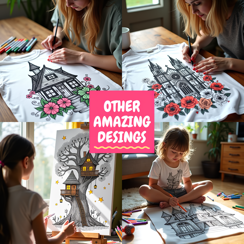 Women's T-shirt Coloring Kit with 10 Fabric Markers - Fantasy House