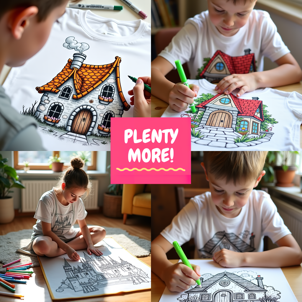 Kid's T-shirt Coloring Kit with 10 Fabric Markers - Tree House
