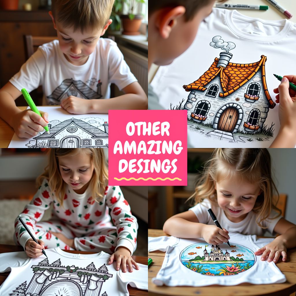Kid's T-shirt Coloring Kit with 10 Fabric Markers - Treehouse