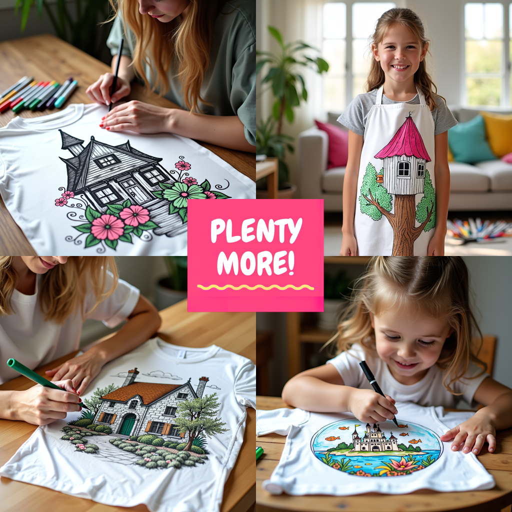 Adult Sweatshirt Coloring Kit with 10 Fabric Markers - Fairy Tale House