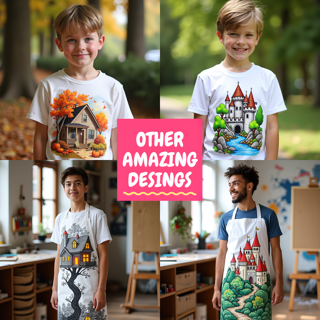 Unisex T-shirt Coloring Kit with 10 Fabric Markers - Fairy Tale House