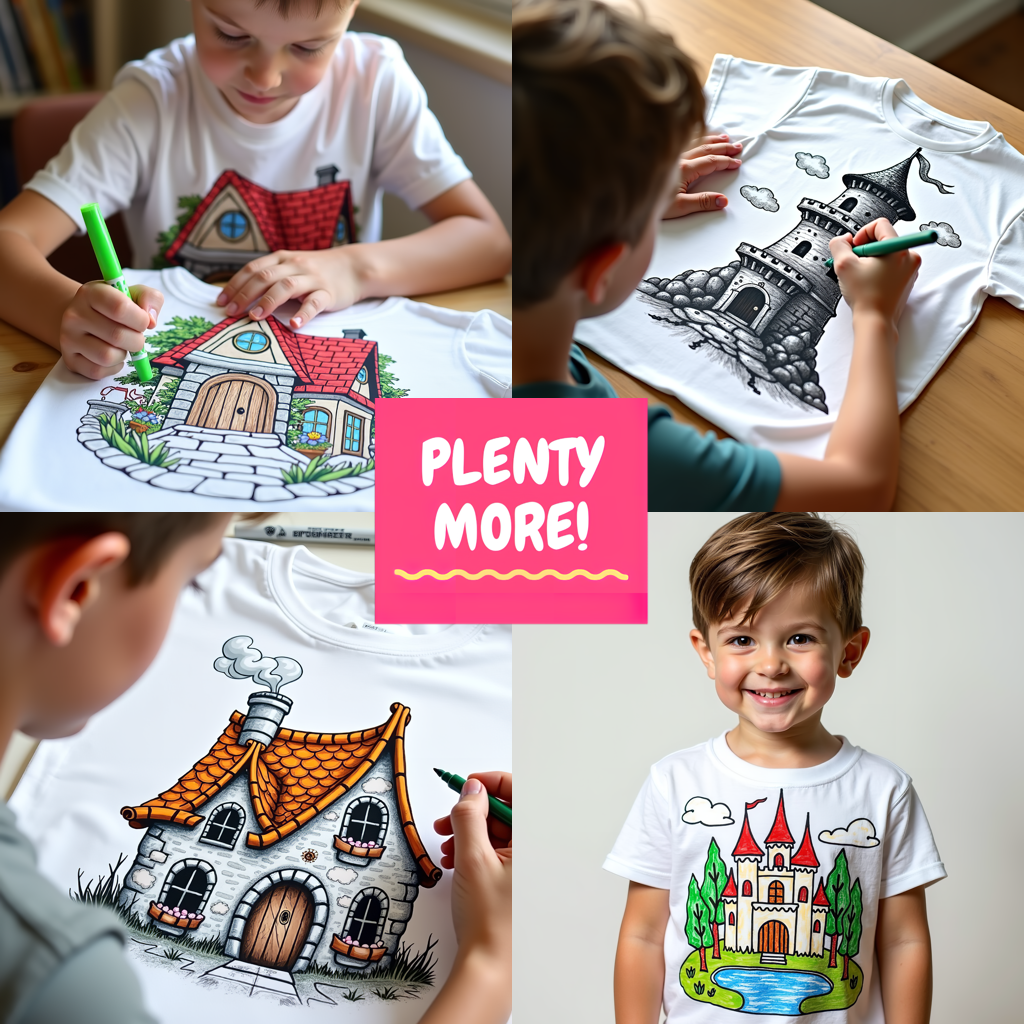 Kid's T-shirt Coloring Kit with 10 Fabric Markers - Mountain Village