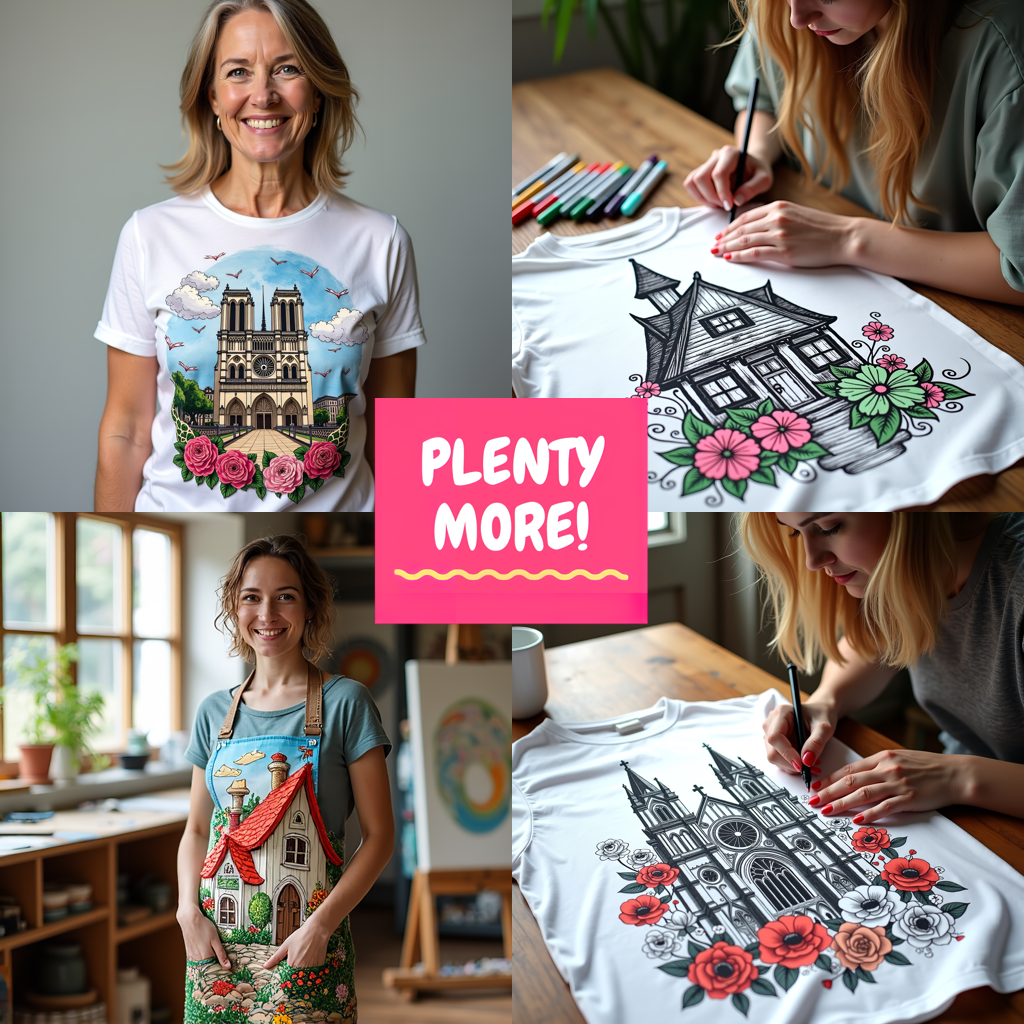 Women's T-shirt Coloring Kit with 10 Fabric Markers - Mountain Village