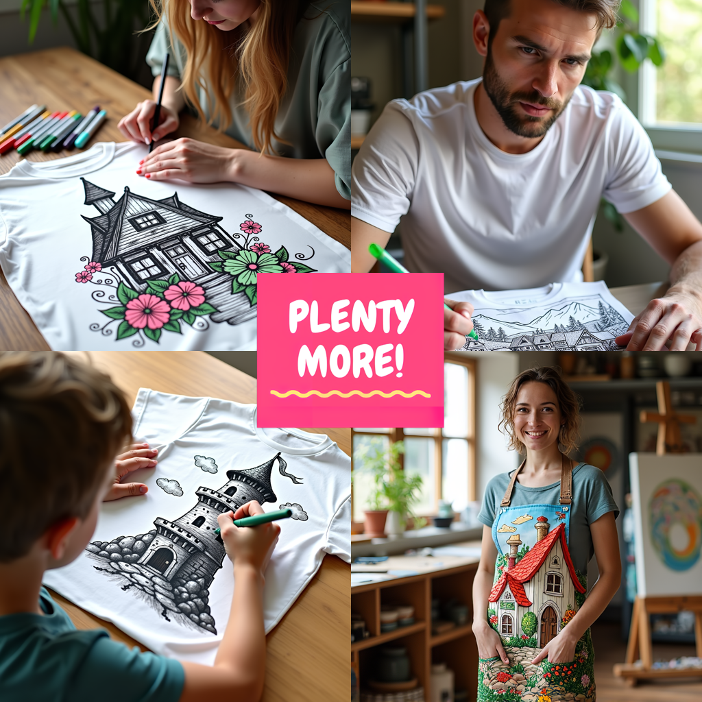 Unisex T-shirt Coloring Kit with 10 Fabric Markers - Dining Room Library