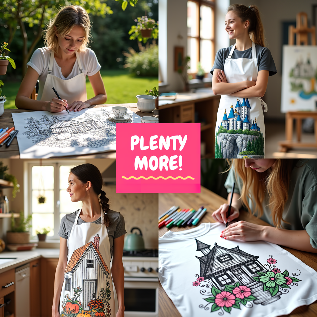 Women's T-shirt Coloring Kit with 10 Fabric Markers - Fantasy Library