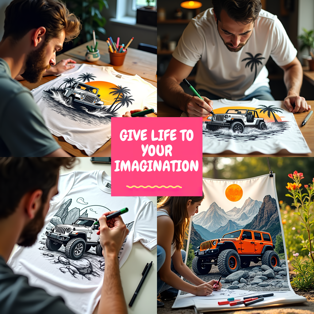 Adult Sweatshirt Coloring Kit with 10 Fabric Markers - Jeep