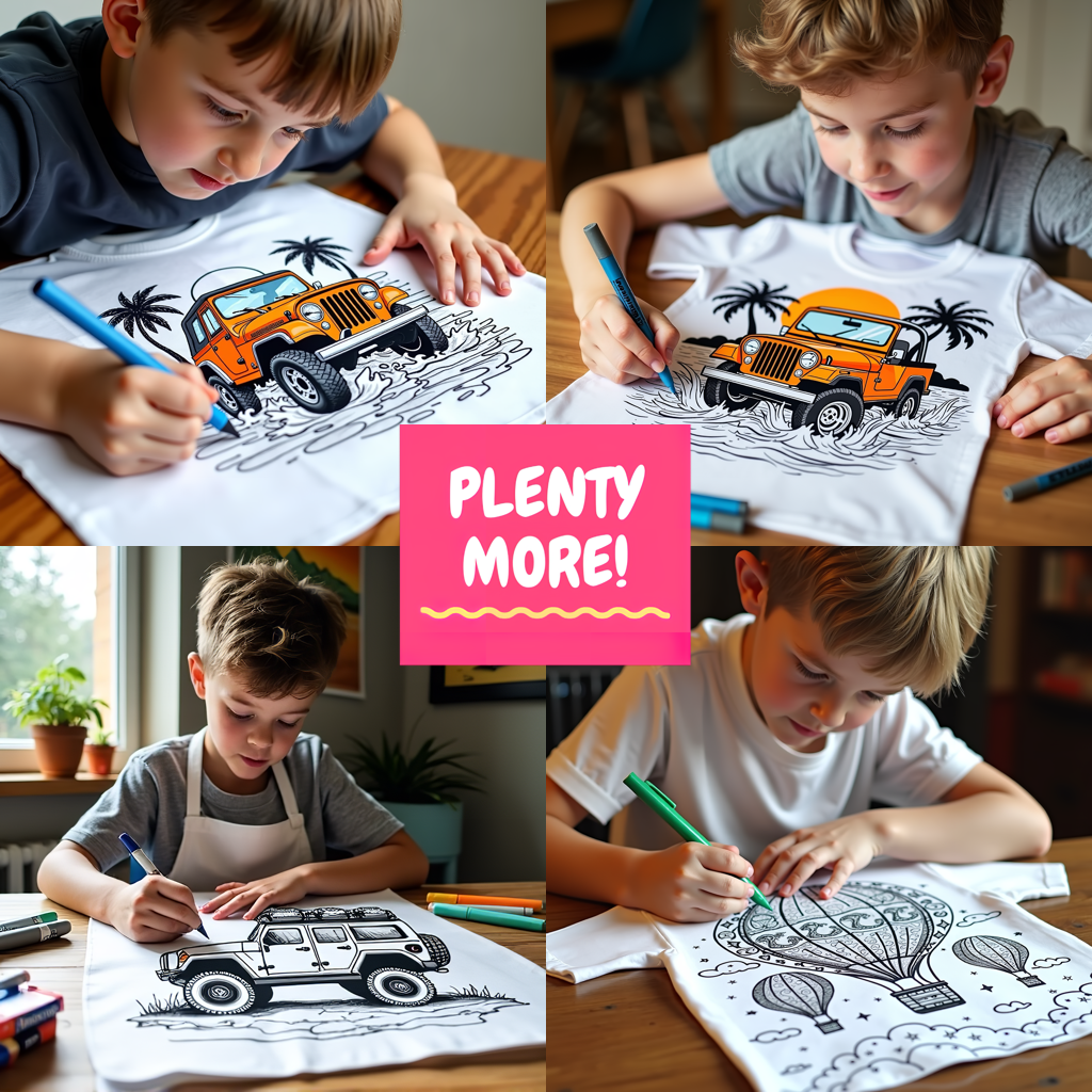 Kid's T-shirt Coloring Kit with 10 Fabric Markers - Jeep