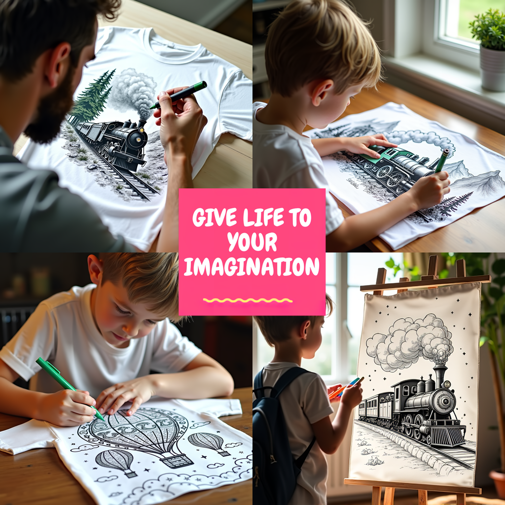 Unisex T-shirt Coloring Kit with 10 Fabric Markers - Classic Car