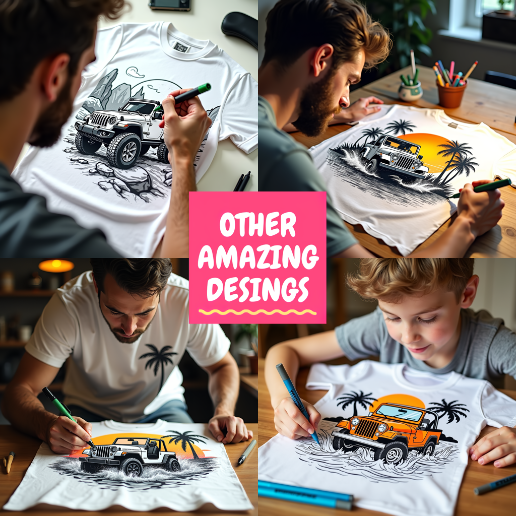 Adult Sweatshirt Coloring Kit with 10 Fabric Markers - Classic Car