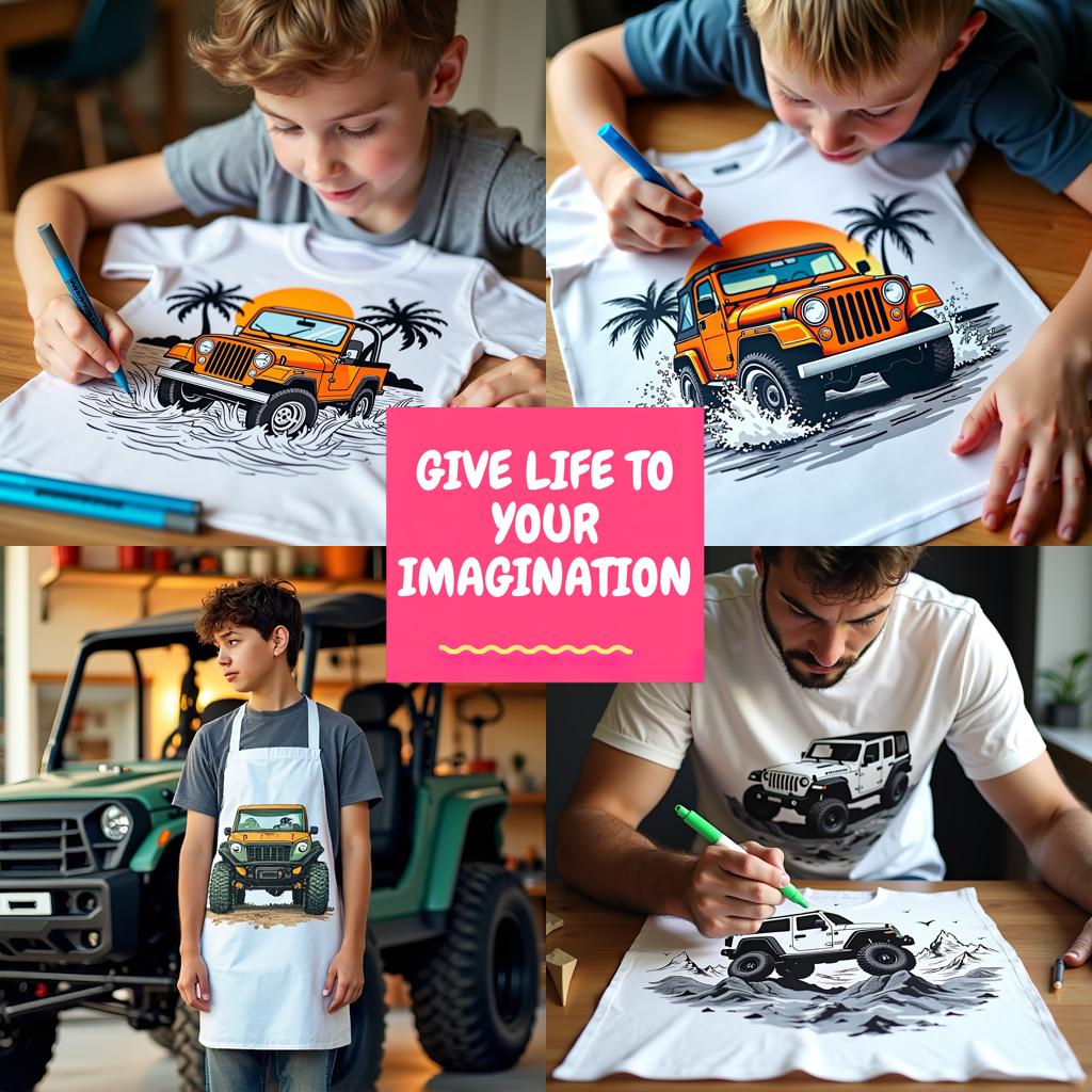 Kid's T-shirt Coloring Kit with 10 Fabric Markers - Jeep