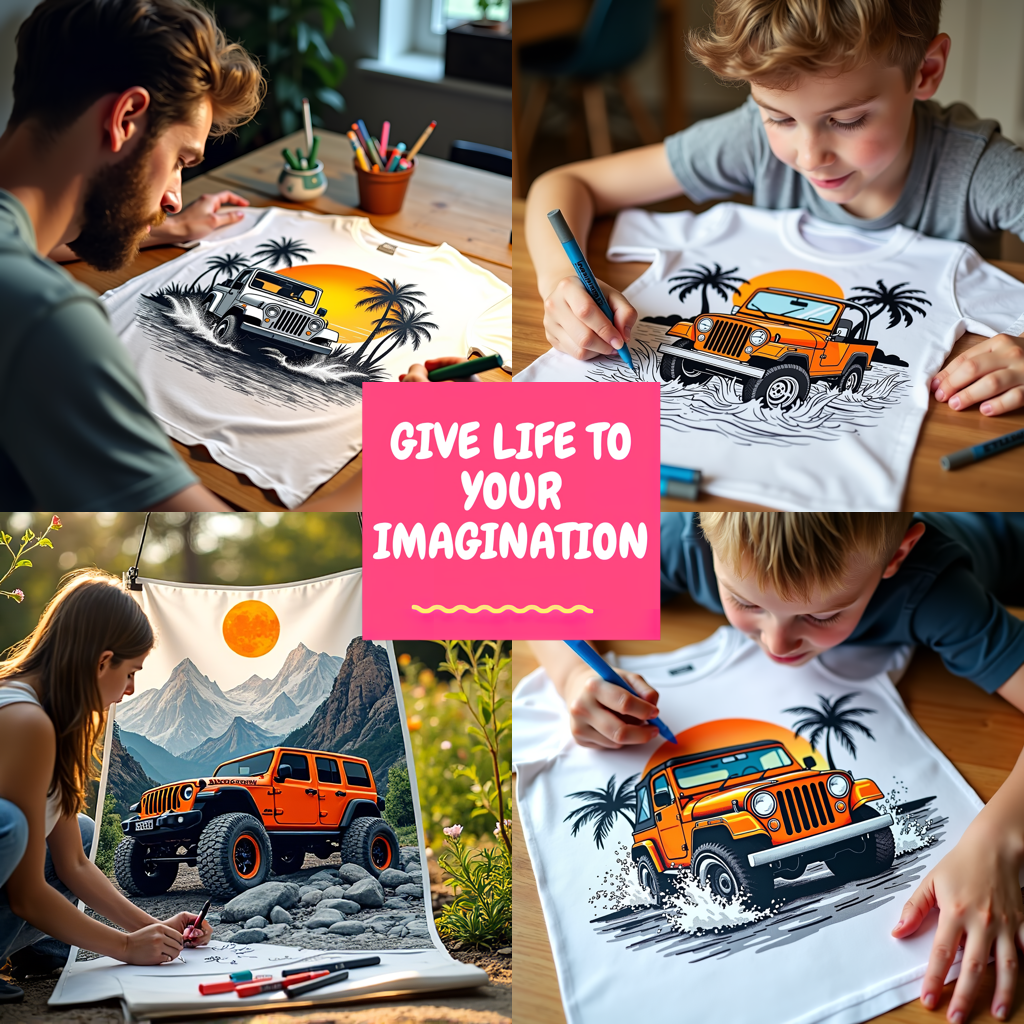 Unisex T-shirt Coloring Kit with 10 Fabric Markers - Jeep