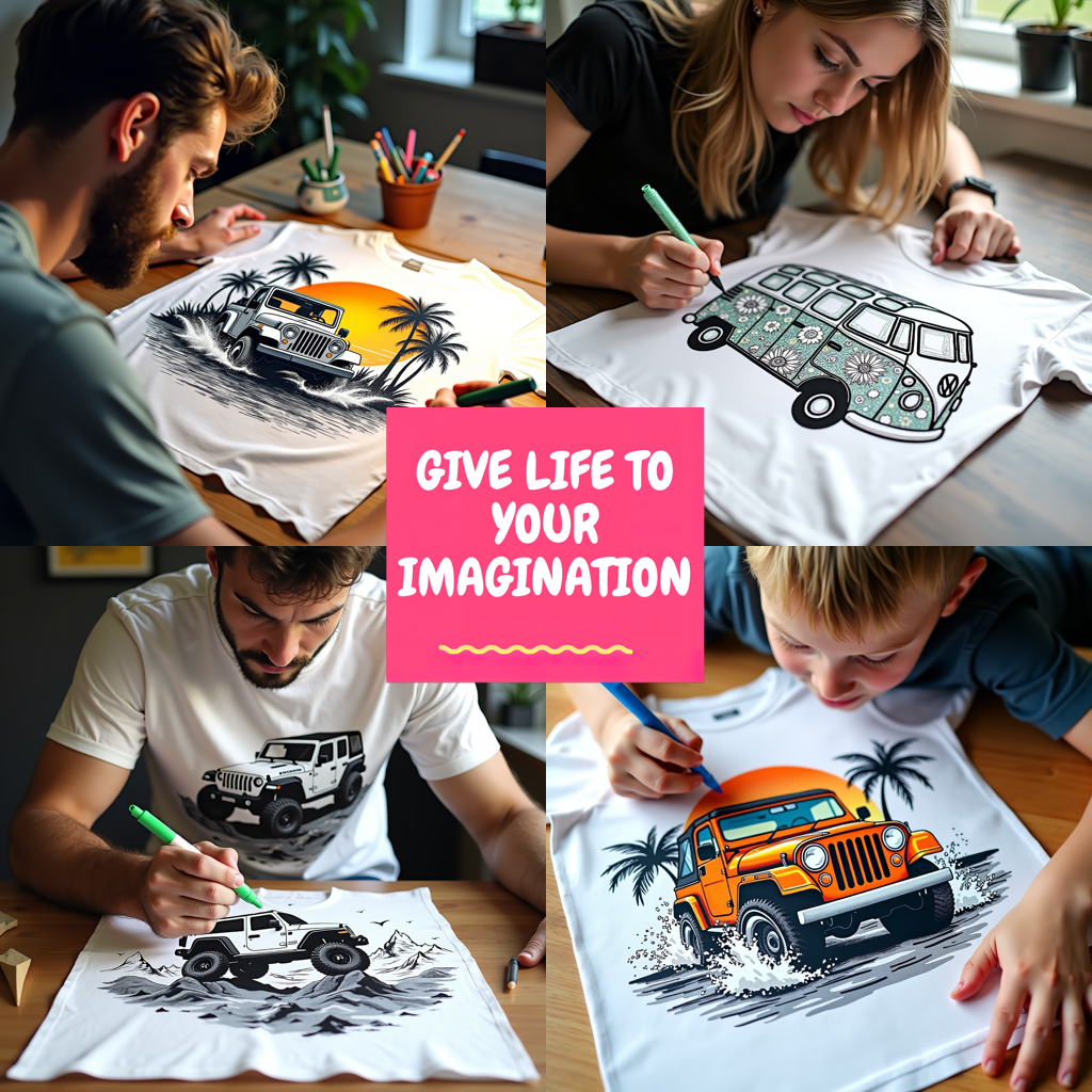 Women's T-shirt Coloring Kit with 10 Fabric Markers - Jeep