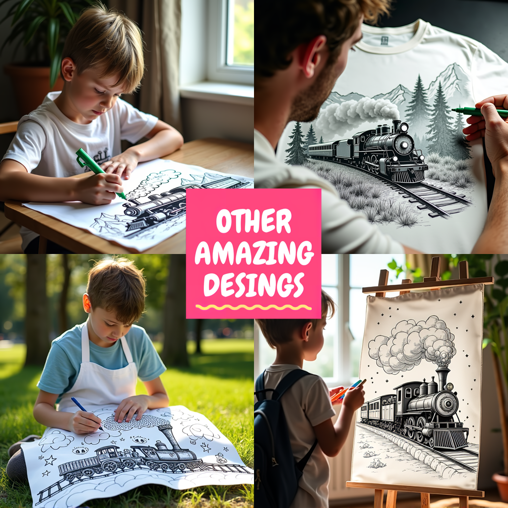 FREE Steam Train Coloring Page - Detailed Black and White Printable Download