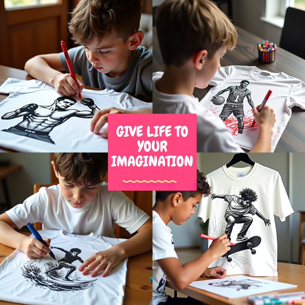 Unisex T-shirt Coloring Kit with 10 Fabric Markers - Ice Hockey Athlete