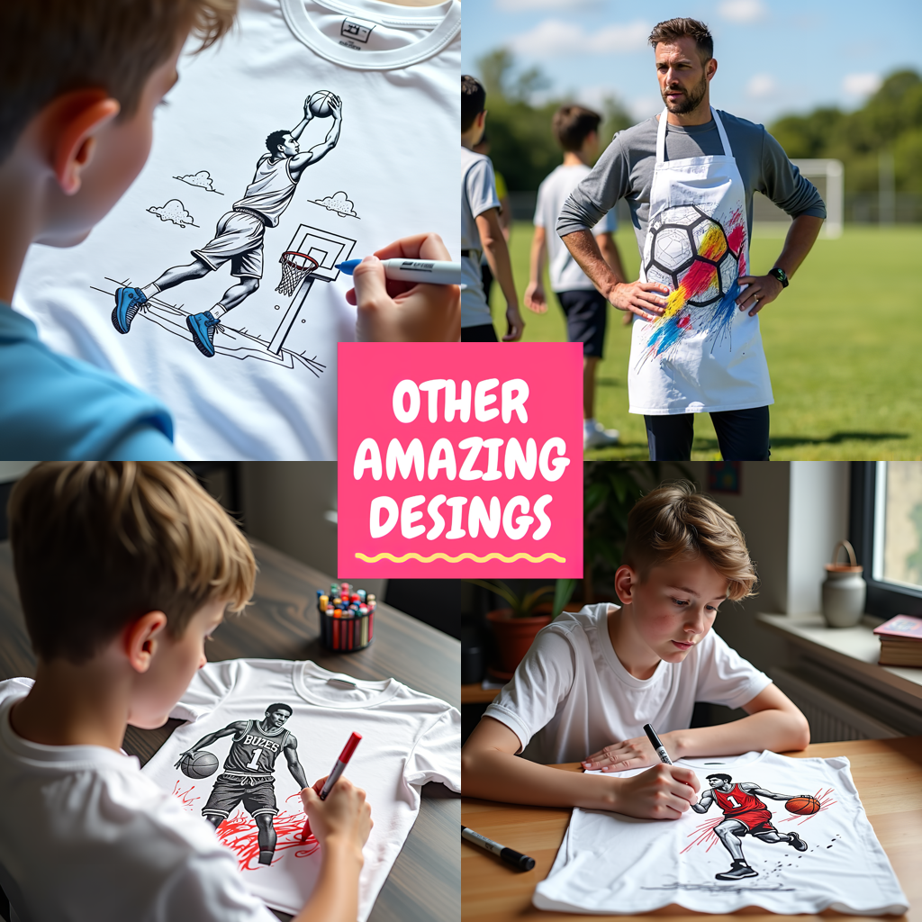 Unisex T-shirt Coloring Kit with 10 Fabric Markers - Ice Hockey