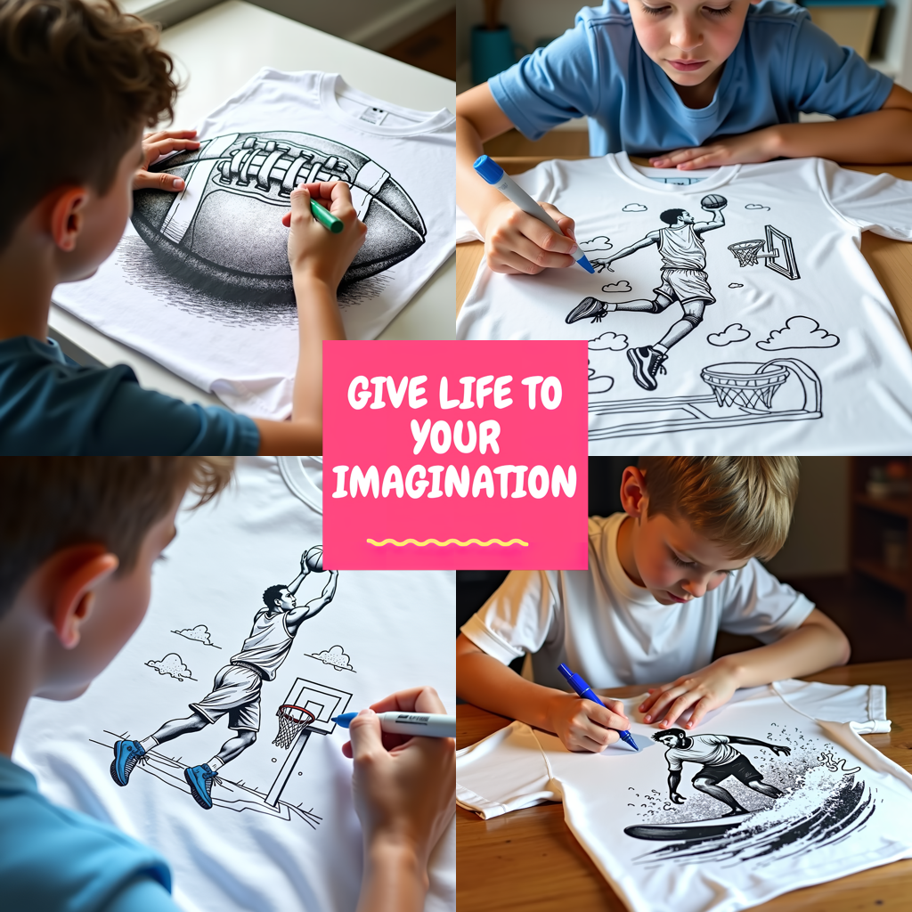 Unisex T-shirt Coloring Kit with 10 Fabric Markers - Ice Hockey
