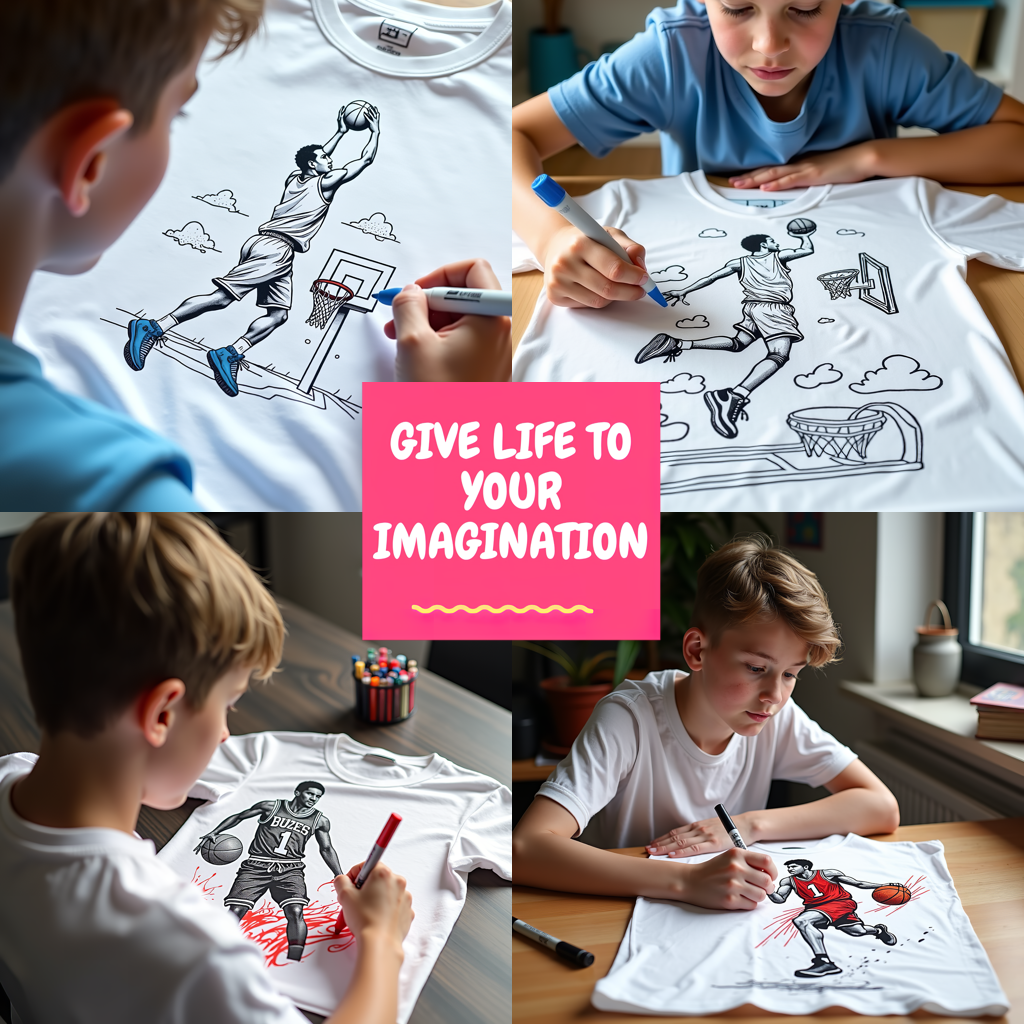 Kid's T-shirt Coloring Kit with 10 Fabric Markers - Cycling