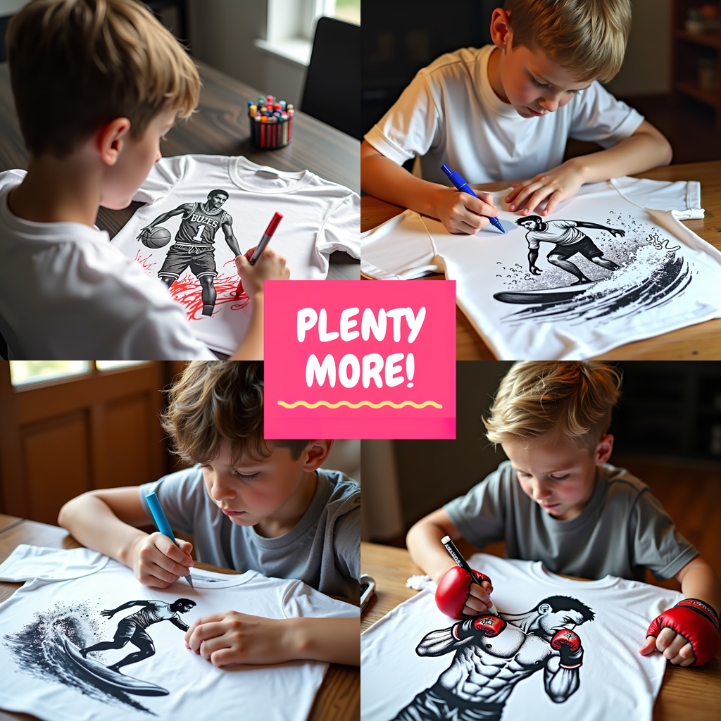 Kid's T-shirt Coloring Kit with 10 Fabric Markers - Ice Hockey