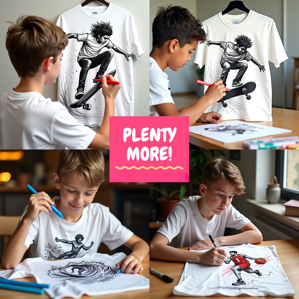 Adult Sweatshirt Coloring Kit with 10 Fabric Markers - Skateboarder