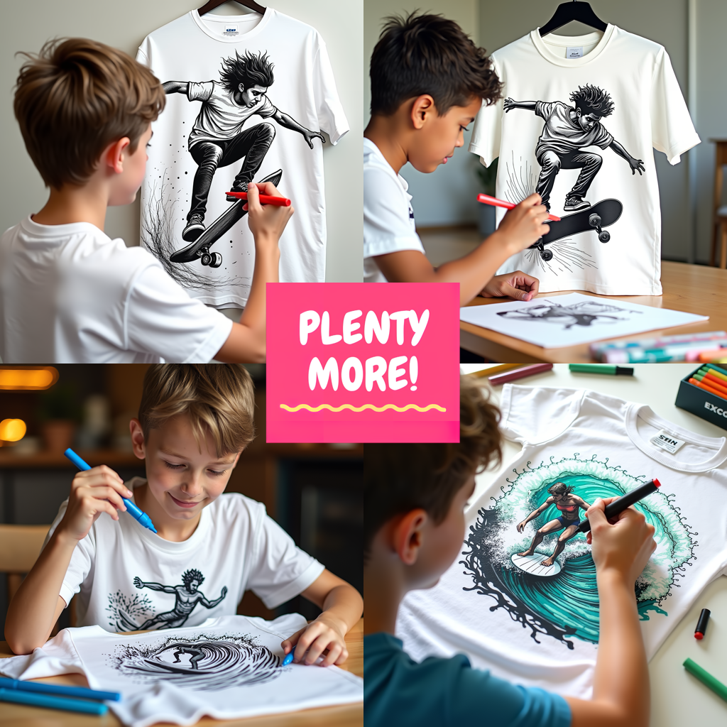 Adult Sweatshirt Coloring Kit with 10 Fabric Markers - Skateboarding