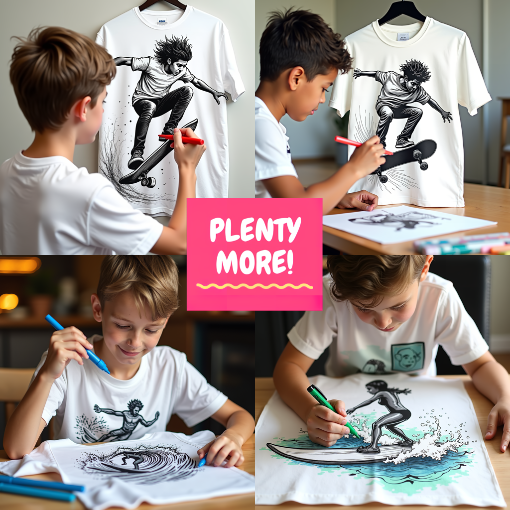 Adult Sweatshirt Coloring Kit with 10 Fabric Markers - Skateboarding