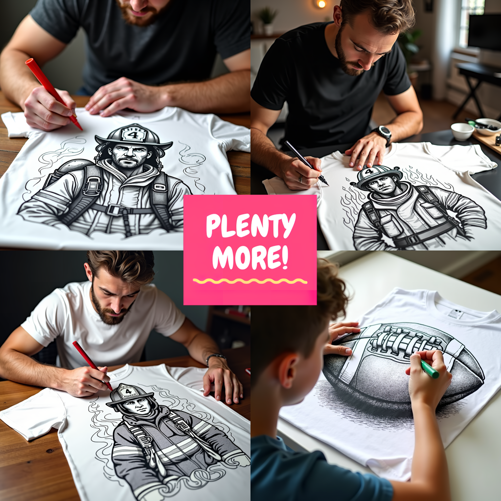 Unisex T-shirt Coloring Kit with 10 Fabric Markers - Armored Knight