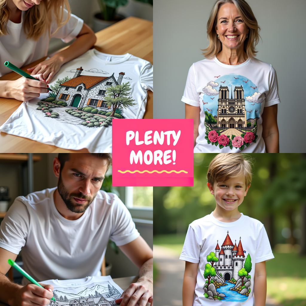 Unisex T-shirt Coloring Kit with 10 Fabric Markers - Knight on Horse