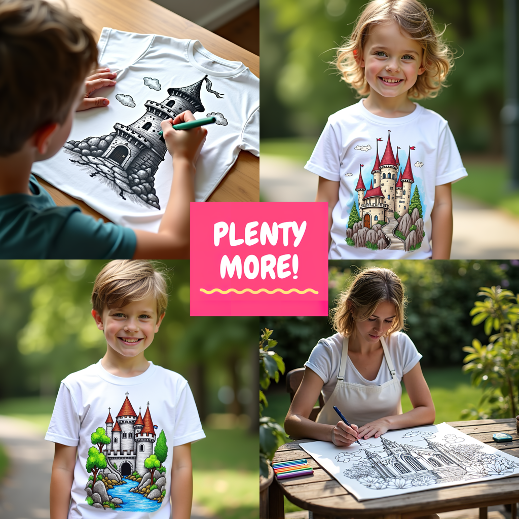 Adult Sweatshirt Coloring Kit with 10 Fabric Markers - Knight on Horseback