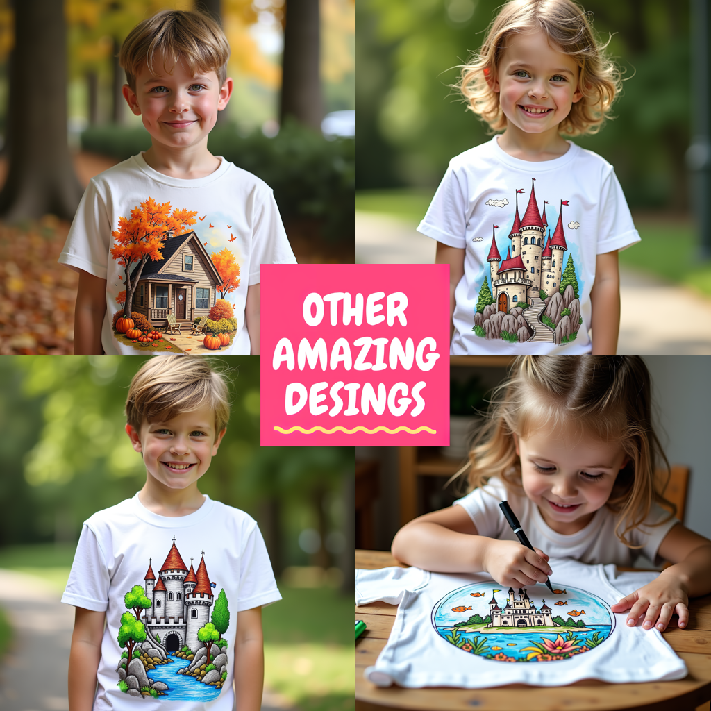 Kid's T-shirt Coloring Kit with 10 Fabric Markers - Knight on Horseback