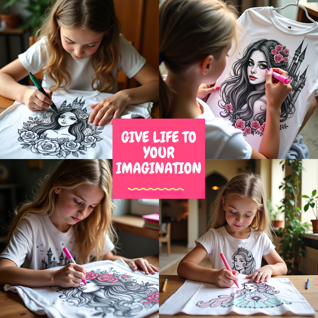Kid's T-shirt Coloring Kit with 10 Fabric Markers - Royal Princess