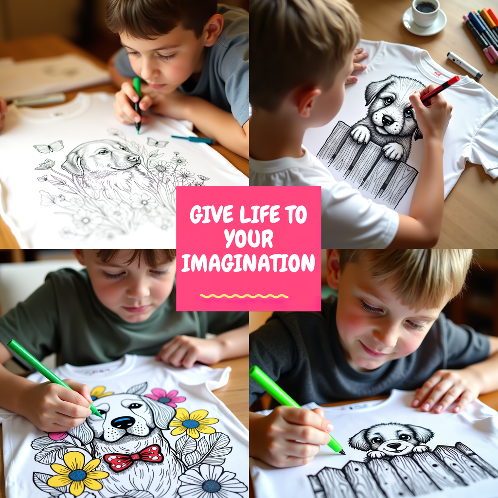Unisex T-shirt Coloring Kit with 10 Fabric Markers - Dog