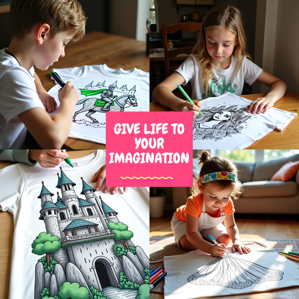 Kid's T-shirt Coloring Kit with 10 Fabric Markers - Elegant Princess