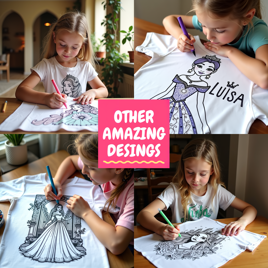 Unisex T-shirt Coloring Kit with 10 Fabric Markers - Elegant Princess