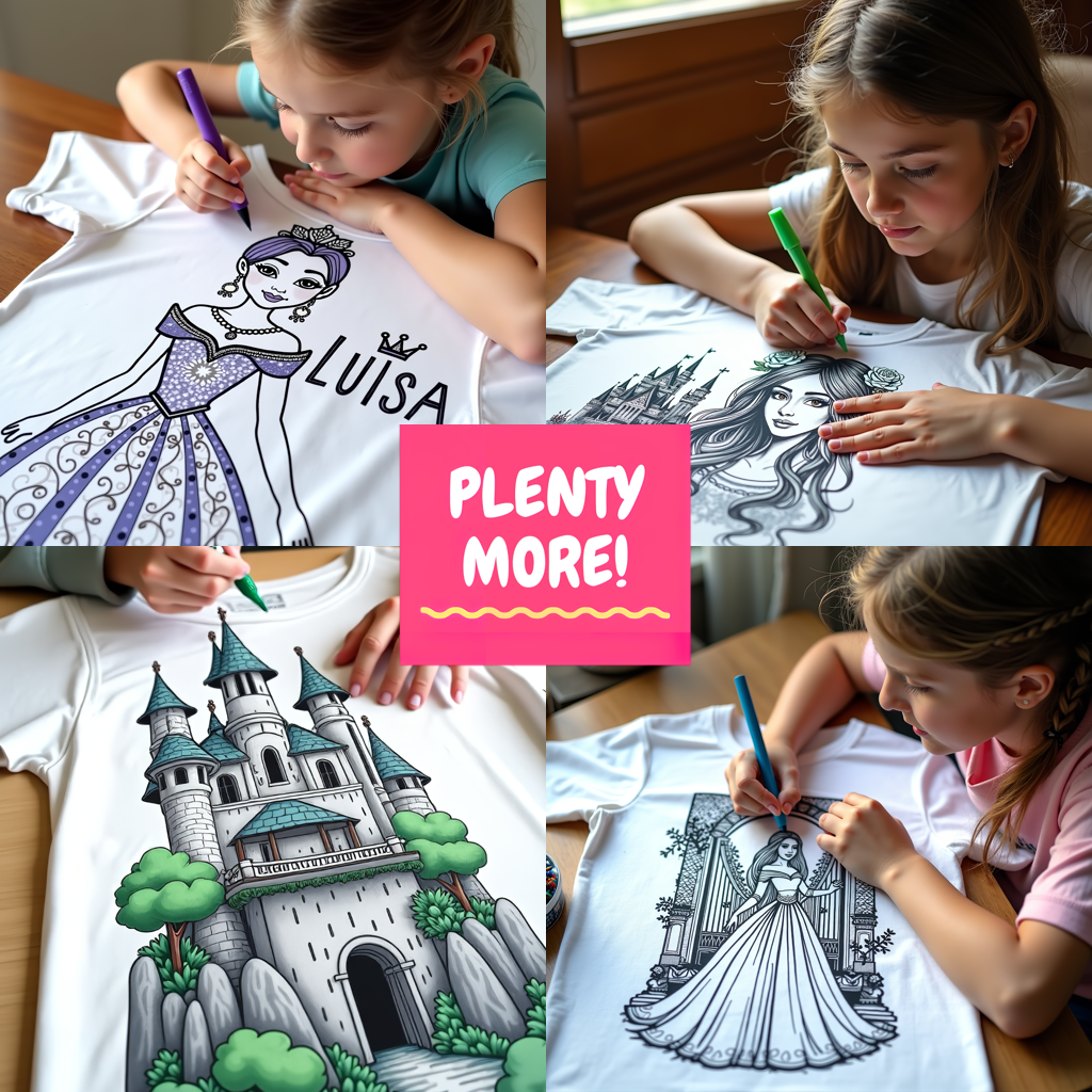 Unisex T-shirt Coloring Kit with 10 Fabric Markers - Royal Princess